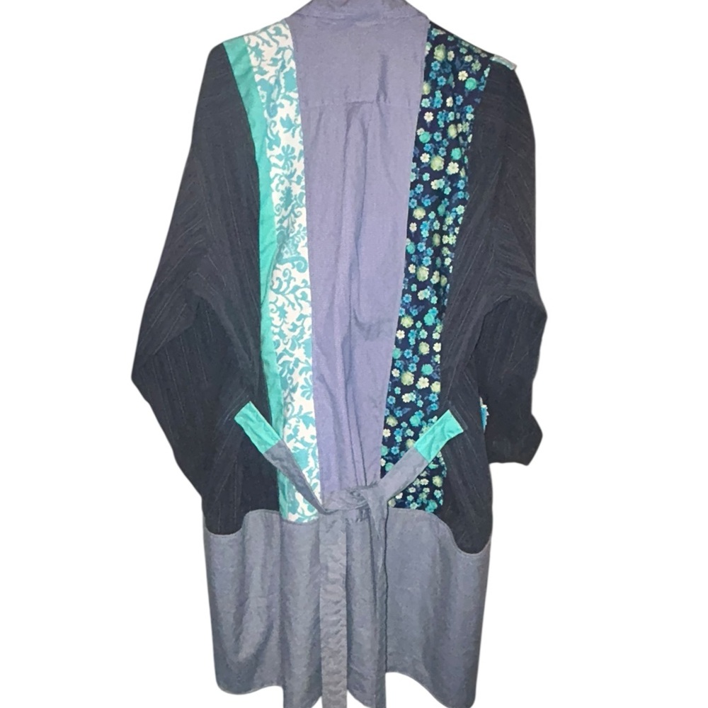 Patchwork Midi Duster - Blue and Black - image 4